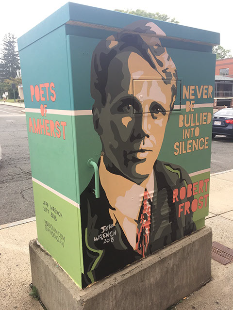 Emily Dickinson mural by Jeff Wrench, acrylic on metal box, approx 5' x 6', Amherst, MA