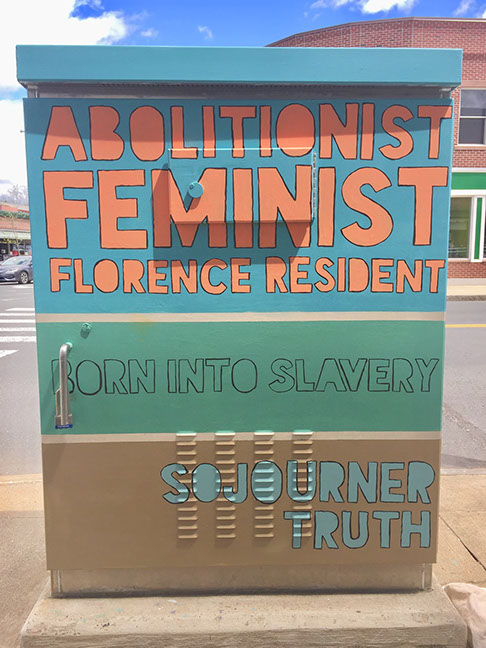 Emily Dickinson mural by Jeff Wrench, acrylic on metal box, approx 5' x 6', Amherst, MA